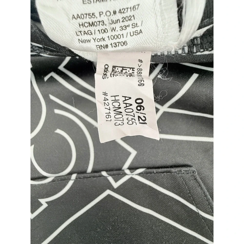Adidas Hoodie Kids Large‎ Black White Pullover Sweatshirt Tear on Left Sleeve